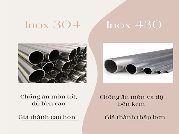 Inox 304 và 430 cái nào tốt hơn thì inox 304 được đánh giá cao hơn