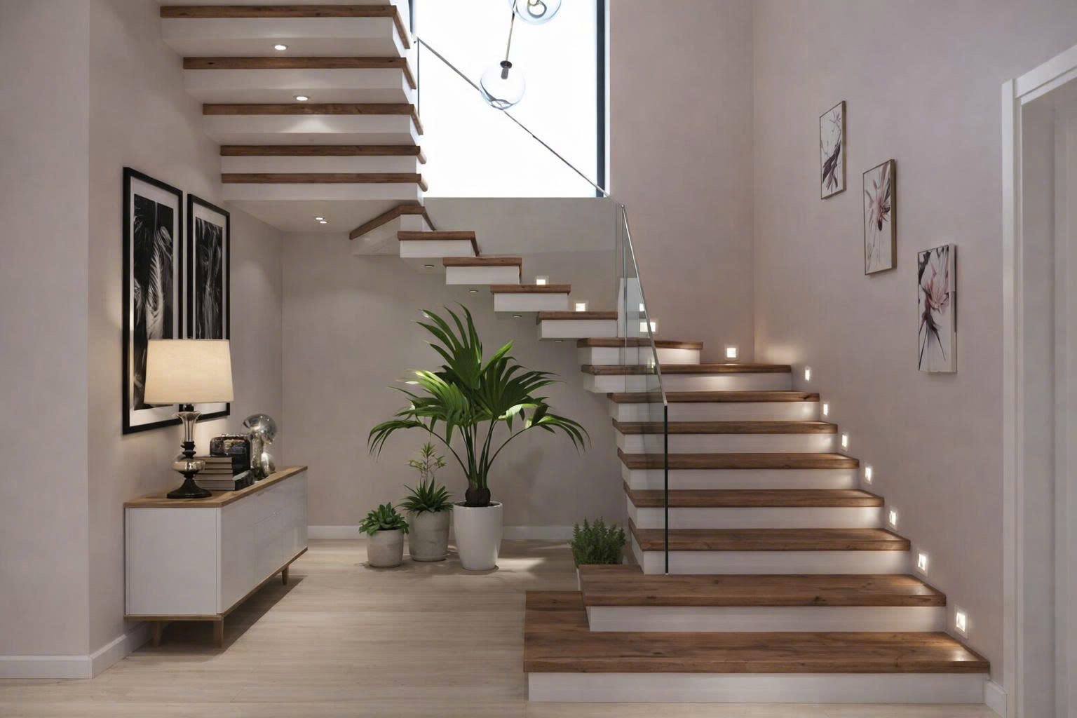 Cầu thang kính không tay vịn an toàn, chắc chắn và bền bỉ