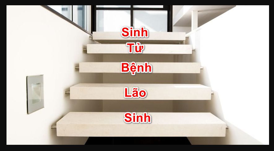 Xác định cầu thang bao nhiêu bậc là đẹp chính là áp dụng quy luật Sinh - Lão - Bệnh - Tử