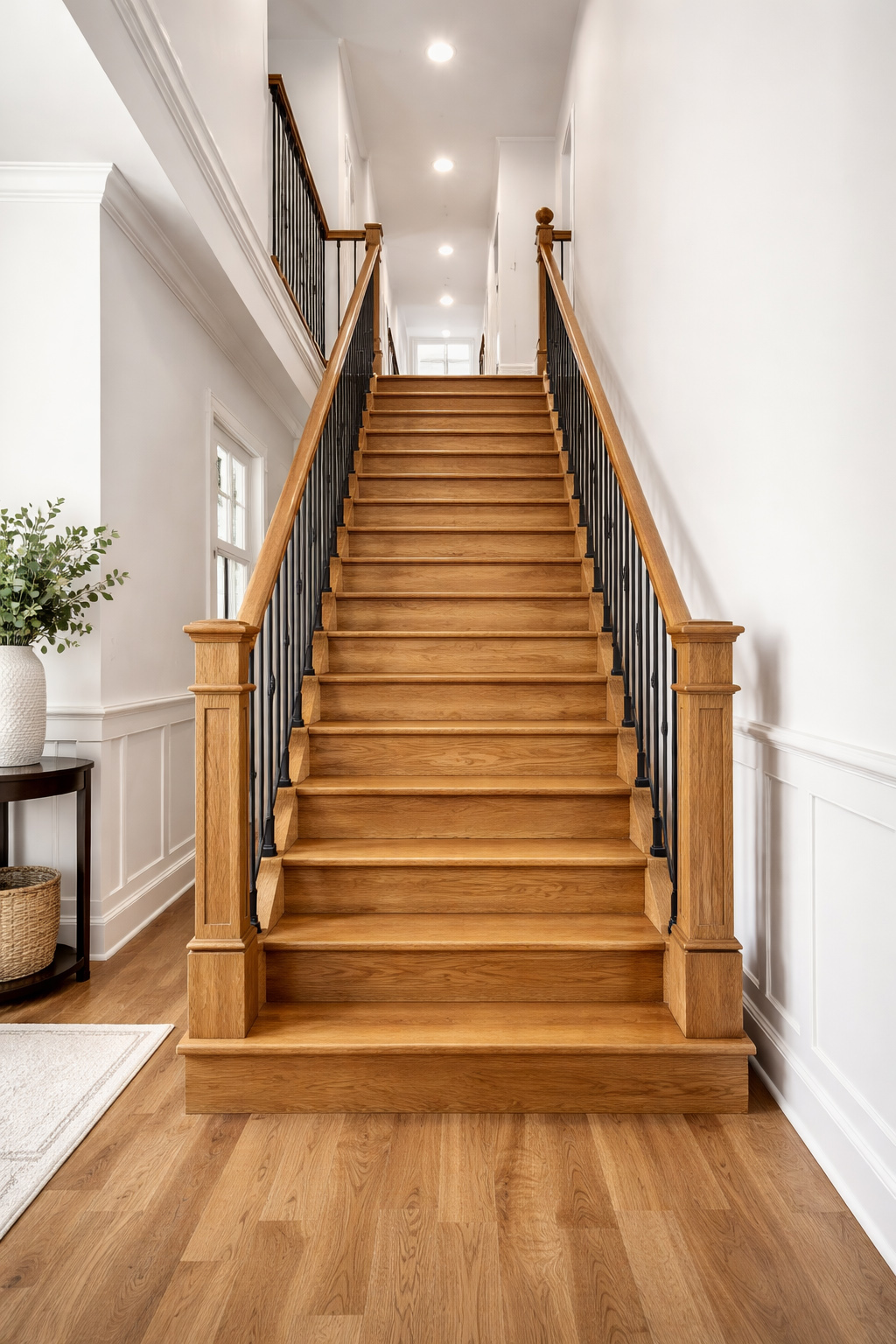 Cầu thang gỗ thẳng – Giải pháp đơn giản, tiết kiệm chi phí